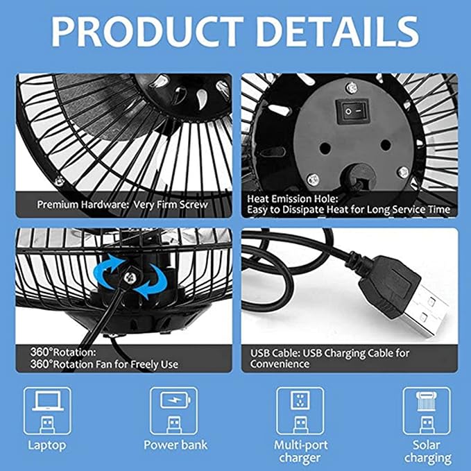 Wentylator Zasilany Panelem Słonecznym, Mini Przenośny Wentylator Solarny 6V 2W, Solarny Wentylator Wyciągowy USB, Outdoor Camping Caravan Yacht Greenhouse Dog House Chicken Coop Ventilator - obrazek 4
