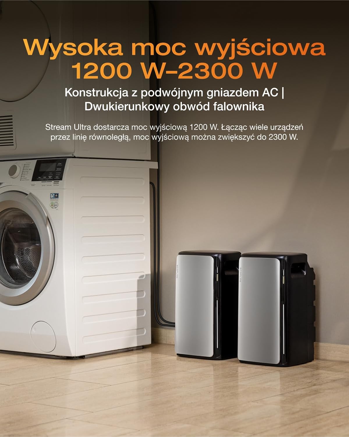ECOFLOW STREAM Ultra 1,92 kWh, elektrownia balkonowa z pamięcią, 4 MPPT 2800 W, podwójne złącza AC 2300 W, wielofunkcyjny magazyn prądu z falownikiem, pojemność 11,52 kWh, 6000 cykli, Plug & Play - obrazek 4