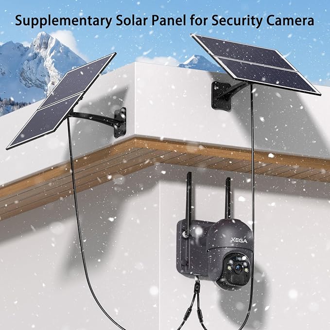Xega Panel słoneczny 20 W do kamery monitorującej baterię, zewnętrzny interfejs typu C do solarnej kamery IP (kabel 3 metrowy), czarny - obrazek 5