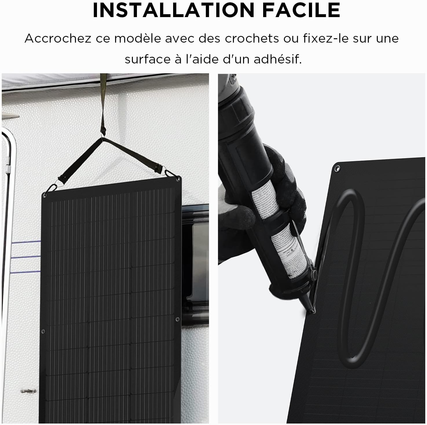 Ecoflow panel słoneczny 100 W, elastyczny, monokrystaliczny panel słoneczny, IP68, wysoce wydajny moduł solarny, ogniwo słoneczne, ogniwo fotowoltaiczne do samochodów kempingowych, dachów, łodzi, | Wodoszczelność IP68 i ogniwa słoneczne o wysokiej wydajności do dachów, kamperów i wielu innych - obrazek 5