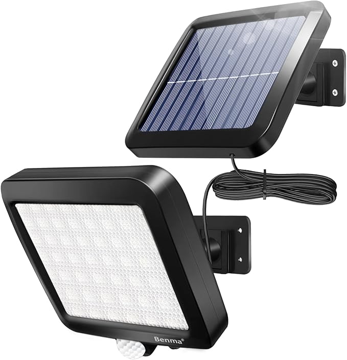 Lampy Solarne na Zewnątrz, 56 Diod LED, z Czujnikiem Ruchu, z Kablem, Wodoodporność IP65, Kąt Świecenia 120°, Klasa Energetyczna A+++, 5m