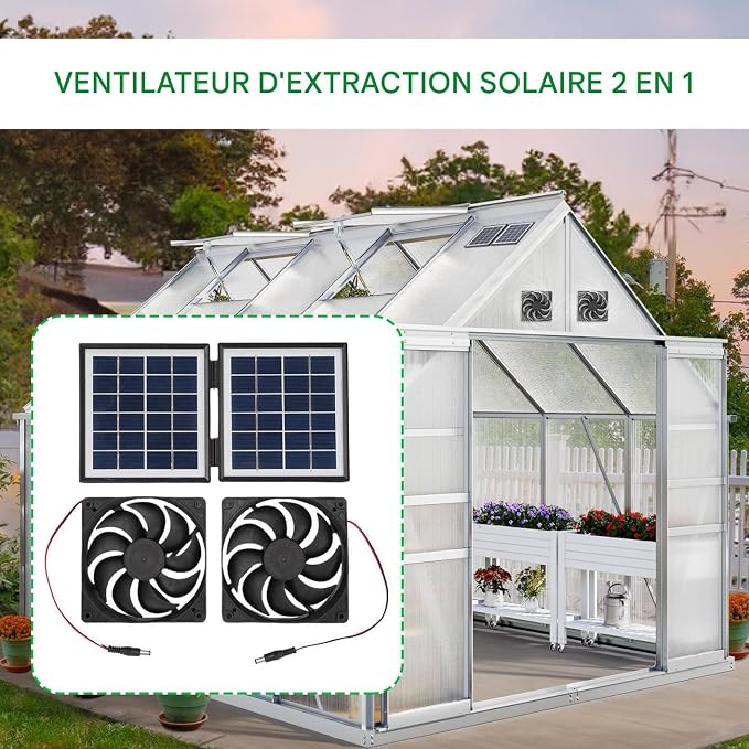 Wentylator Solarny Wywiewny Wentylacja Nawiewna lub Wywiewna | Przeciwdeszczowy 10W Cyrylator Powietrza Do Okien Szklarni Kurników Bud Dla Psów Podwórek - obrazek 3
