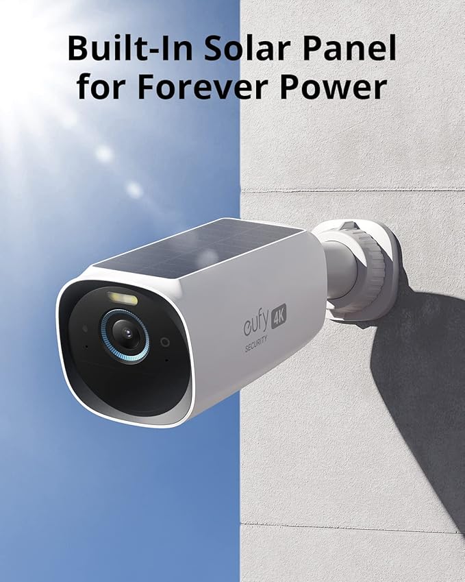eufy Security eufyCam 3, zewnętrzna kamera monitoringu, bezprzewodowa kamera solarna 4K z rozpoznawaniem twarzy AI, kolorowym widzeniem nocnym, bez abonamentu, kamera monitoringu solarna | Solar zewnętrzny, wymaga HomeBase 3, bez kosztów miesięcznych - obrazek 3