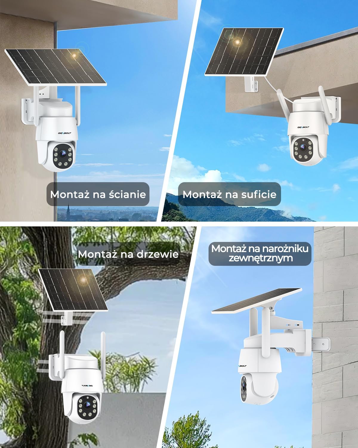 GENBOLT 2K AOV Kamera Zewnętrzna WiFi Solarna, Nagrywanie 24/7 | Kamera monitorująca PTZ 360°, 2,4/5GHz, Wykrywaniem AI 90FT, Automatyczne Śledzenie, Komunikacja Dwukierunkowa, IP66 - obrazek 6