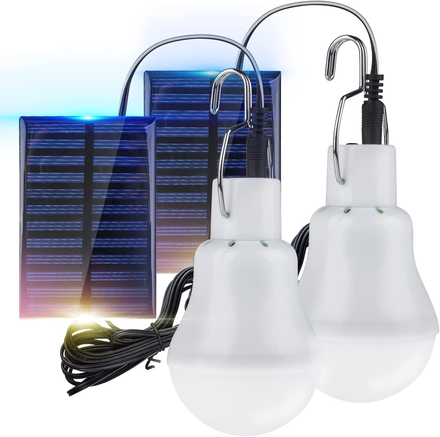 TechKen 2 sztuki żarówek solarnych, wiszących, przenośnych żarówek LED, do użytku na zewnątrz, 3 W, 3 M, 2 sztuki - obrazek 2