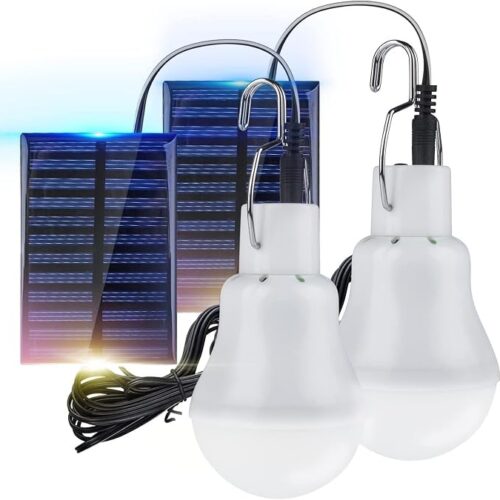 TechKen 2 sztuki żarówek solarnych, wiszących, przenośnych żarówek LED, do użytku na zewnątrz, 3 W, 3 M, 2 sztuki