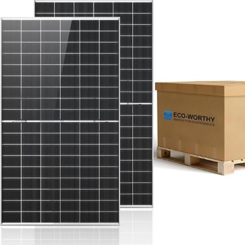 ECO-WORTHY Monokrystaliczny panel słoneczny 500 W x 36, moduł solarny 16BB, IP68, odpowiedni do elektrowni balkonowych, systemów wyspowych połączonych z siecią