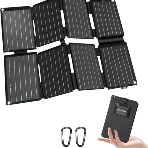 ELECAENTA Przenośna ładowarka solarna ETFE 25 W, rozmiar kieszonkowy, mini składany panel słoneczny z USB-A i USB-C, wodoodporność IP68, na zewnątrz, kemping, wędrówki, kompatybilna z telefonem