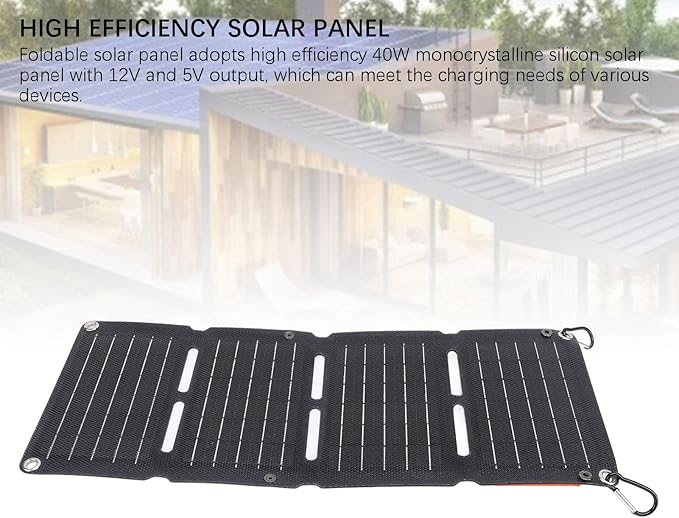 Cocoarm 40W Składany Panel Słoneczny, Przenośna Ładowarka Słoneczna z USB-C PD QC3.0 Szybkim Ładowaniem, Wyjście 12V 5V do Kempingu Kampera Podróży na Zewnątrz - obrazek 5