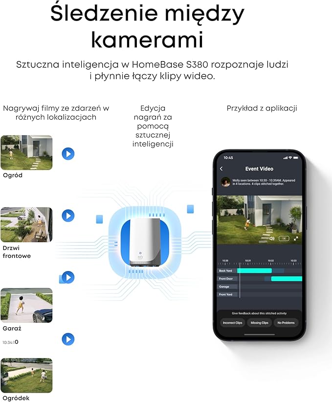 eufy SoloCam E42, kamera do monitoringu zewnętrznego 4K, HomeBase S380, zasilanie solarne, śledzenie ruchu AI, stroboskop, funkcja panoramowania i pochylania, wykrywanie twarzy | 360° obracanie AI śledzenie, stroboskop, bezprzewodowe, HomeBase S380, zestaw 4-CAM - obrazek 5