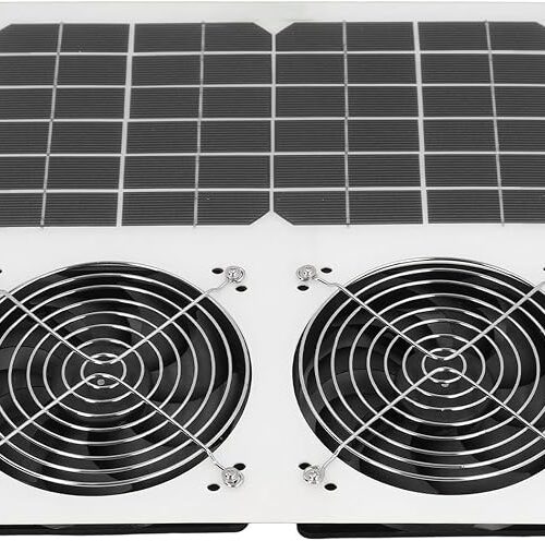 Wentylator Zasilany energią słoneczną, Wentylator Wyciągowy do Paneli Słonecznych o Mocy 100 W, Zestaw 12-calowego Podwójnego Wentylatora Słonecznego dla Szklarni, Kurnika, Szopy