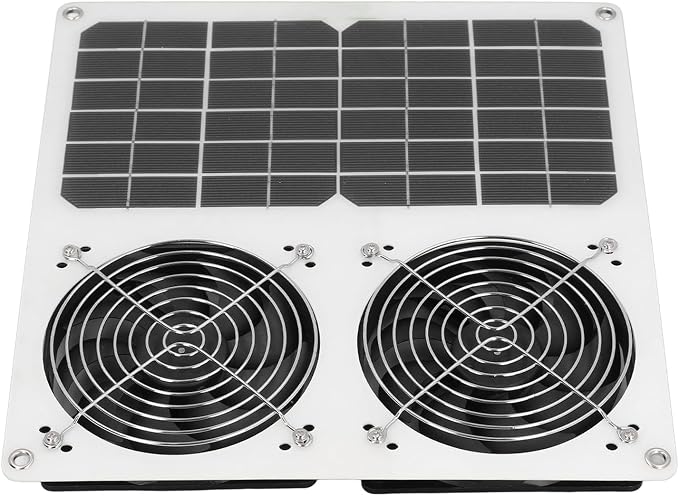 Wentylator Zasilany energią słoneczną, Wentylator Wyciągowy do Paneli Słonecznych o Mocy 100 W, Zestaw 12-calowego Podwójnego Wentylatora Słonecznego dla Szklarni, Kurnika, Szopy