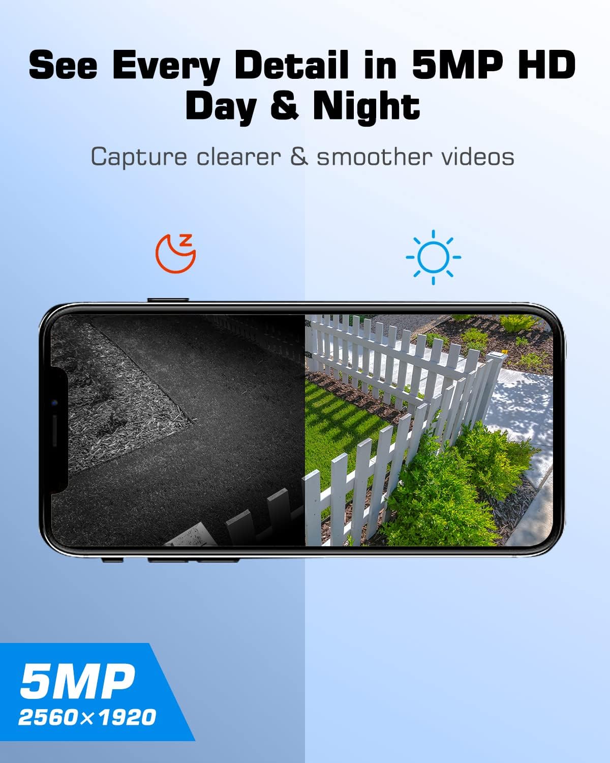 ANRAN Zewnętrzna kamera nadzorująca WiFi 5MP, wykrywanie człowieka, noktowizor kolor, dwukierunkowy dźwięk, 360°, syrena i alarm świetlny, kompatybilna z Alexa/SD/Cloud, Q01 szara | Kamera z panelem słonecznym, wykrywanie ruchu PIR, noktowizor FHD, obsługa Alexa, Q01 Max szara - obrazek 5