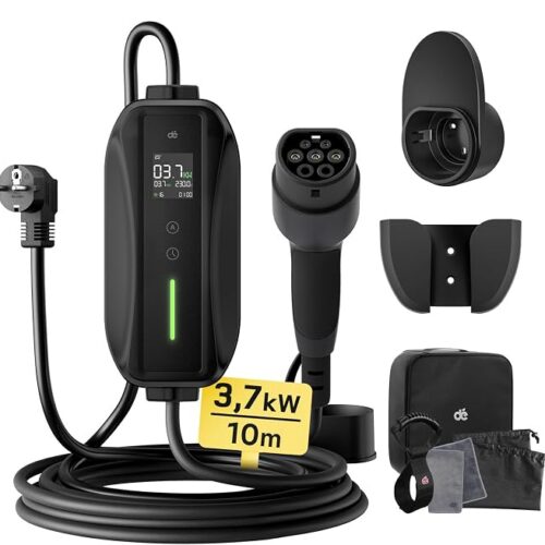 dé Ładowarka do Samochodu Elektrycznego typu 2 Schuko 3,7kW [1-fazowy, 10m, 6-16A], Ładowarki EV ze Sterowanym Wyświetlaczem Cyfrowym do Samochodów Elektrycznych, do E-208 i Innych BEV/PHEV