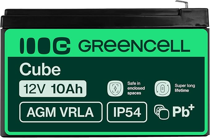 Green Cell AGM 12 V 10 Ah akumulator z włókniny VRLA akumulator ołowiowo-żelowy, odporny na cykle Unbemann UPS USV, zasilanie awaryjne w systemie UPS | Do kosiarek, systemów alarmowych i przeciwpożarowych, kamer monitorujących oraz systemów telekomunikacyjnych - obrazek 3