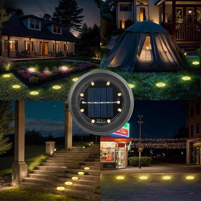 Hqynss Zestaw 8 solarnych lamp do ogrodu, 8 diod LED, oświetlenie ogrodu, solarne, wodoodporne IP65, długa żywotność, światła solarne na zewnątrz, do ogrodu, trawnika, podjazdu, ścieżki, tarasu - obrazek 6