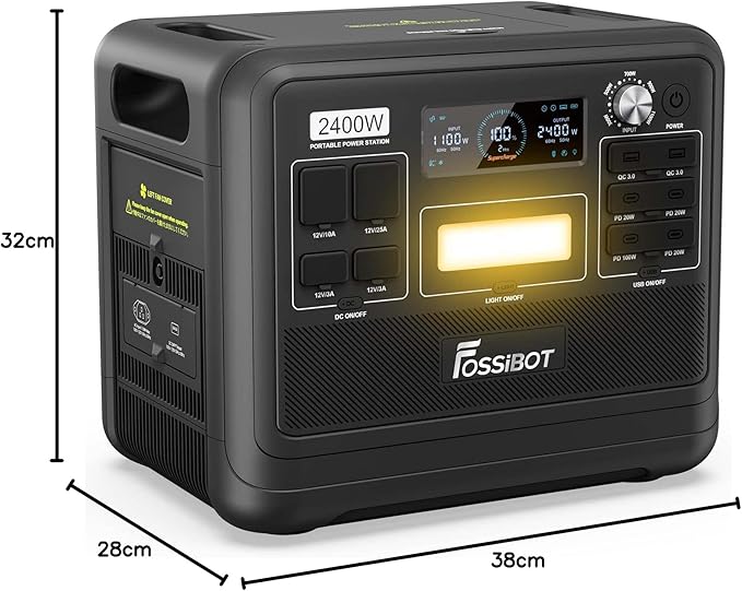 FOSSiBOT - POLSKA F2400, Przenośna stacja zasilająca 2048 Wh/2400W LiFePO4 UPS Generator słoneczny, 5-letnia gwarancja - obrazek 3