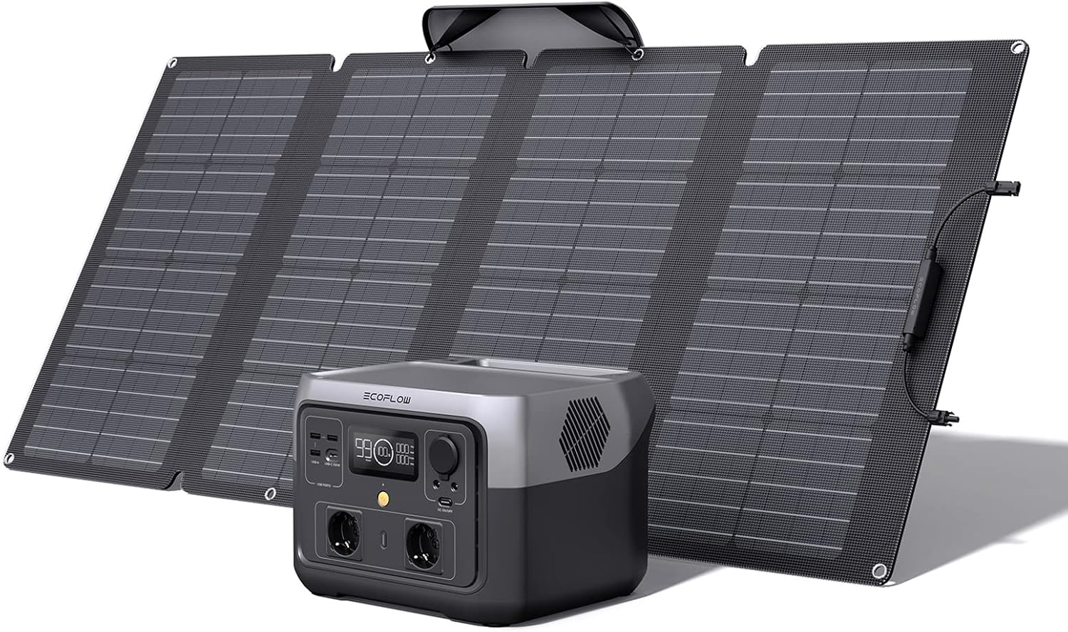 ECOFLOW RIVER 2 MAX przenośna elektrownia z panelem słonecznym 160 W, moc wyjściowa 1000 W z X-boost, zewnętrzny generator słoneczny RV - obrazek 2