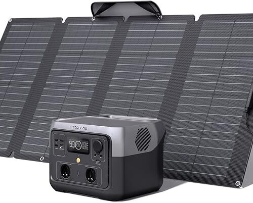 ECOFLOW RIVER 2 MAX przenośna elektrownia z panelem słonecznym 160 W, moc wyjściowa 1000 W z X-boost, zewnętrzny generator słoneczny RV
