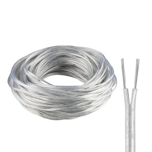 15M kabel przezroczysty 2-żyłowy PCW elastyczny, kabel 24AWG z PCW przezroczysty, przezroczysty kabel elektryczny, średnica zewnętrzna 1,8 * 3,6mm, do urządzeń gospodarstwa domowego o niskim