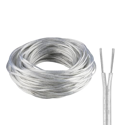 15M kabel przezroczysty 2-żyłowy PCW elastyczny, kabel 24AWG z PCW przezroczysty, przezroczysty kabel elektryczny, średnica zewnętrzna 1,8 * 3,6mm, do urządzeń gospodarstwa domowego o niskim