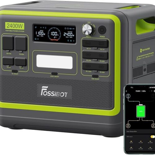 FOSSiBOT - POLSKA,F2400 2400W 2048Wh Stacja zasilania LiFePO4 UPS Generator słoneczny, VAT 23% 5-letnia gwarancja（Зарядна станція, 2048 Вт*год, 2400 Вт, аварійне живлення）