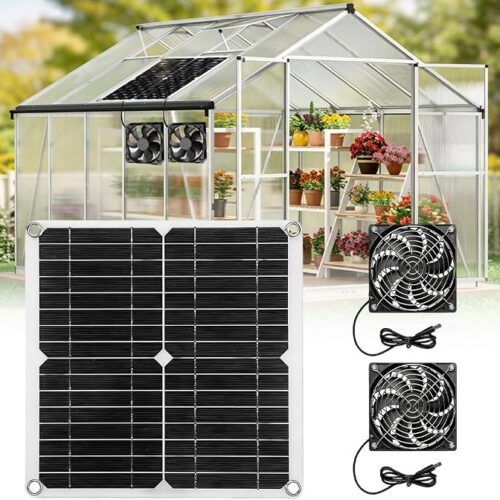 Wentylator solarny, 12 W, panel słoneczny, wodoszczelność IP65, wentylator solarny z podwójnym wentylatorem DC, do szklarni, kurnika, szopy ogrodowej, wentylacji