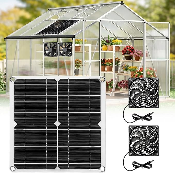 Wentylator solarny, 12 W, panel słoneczny, wodoszczelność IP65, wentylator solarny z podwójnym wentylatorem DC, do szklarni, kurnika, szopy ogrodowej, wentylacji