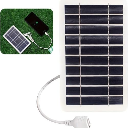 Panel słoneczny ze złączem USB 5 W, 5 V, wodoodporna ładowarka solarna IP65 do ładowania telefonów komórkowych, powerbanku, na kemping, wędrówki i inne aktywności na świeżym powietrzu