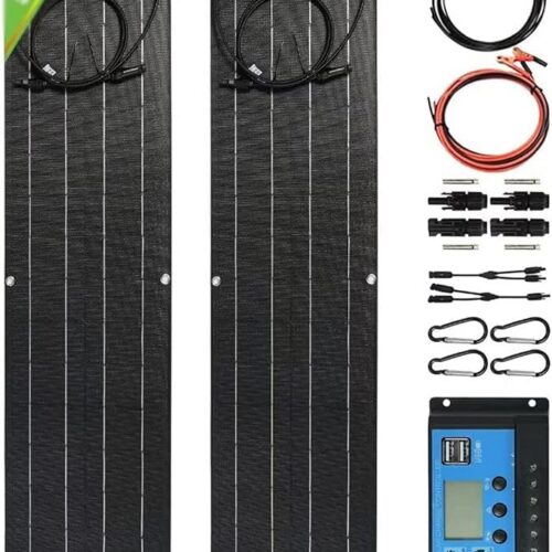 Ultracienki panel słoneczny o mocy 500 W, zestaw elastycznych paneli słonecznych 2X 250 W 12 V-24 V ETFE ze sterownikiem 40 A, elastyczne monokrystaliczne panele słoneczne