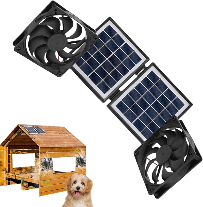 Wentylator Solarny Wywiewny Wentylacja Nawiewna lub Wywiewna | Przeciwdeszczowy 10W Cyrylator Powietrza Do Okien Szklarni Kurników Bud Dla Psów Podwórek - obrazek 6