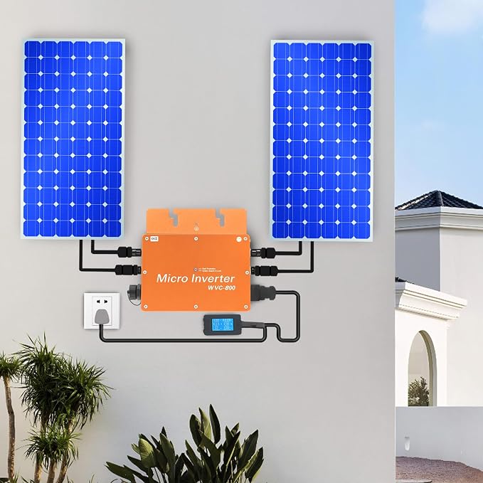 800 W falownik mikrofalowy do elektrowni balkonowej, wyświetlacz LCD, falownik solarny 22-50 VDC, wyjście 230 V AC, do użytku domowego i komercyjnego, aluminiowa obudowa - obrazek 5