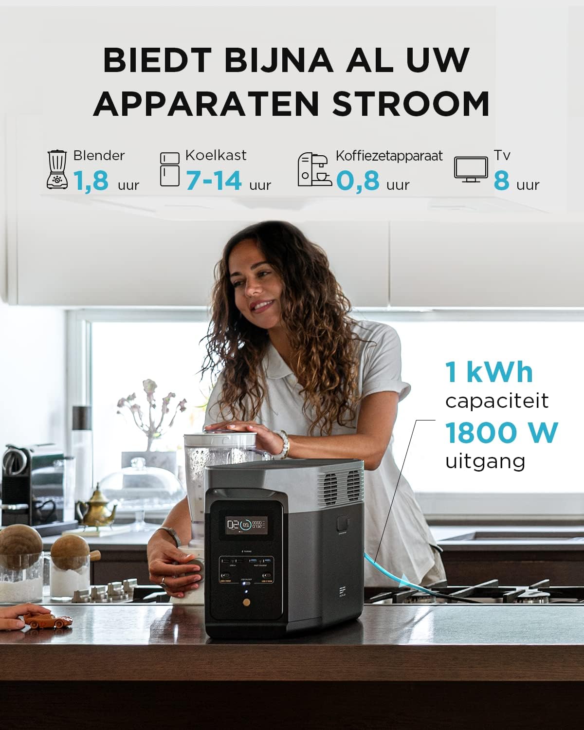 EF ECOFLOW DELTA 2 przenośna stacja zasilania 1024 Wh, generator solarny, pojemność do 3 kWh, na kemping, do kampera, małych wad opakowań, nieużywany produkt (odnowiony) - obrazek 4