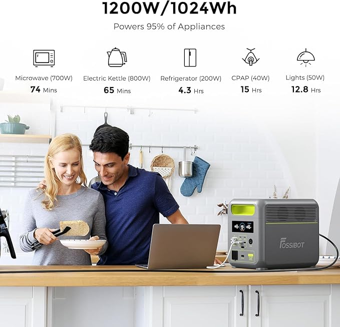 FOSSiBOT-Polska VAT 23% przenośna stacja zasilania F1200 1024Wh 1200W Wyposażony 200W panel słoneczny 5-letnia gwarancja - obrazek 2
