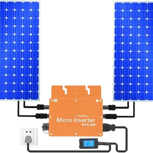 800 W falownik mikrofalowy do elektrowni balkonowej, wyświetlacz LCD, falownik solarny 22-50 VDC, wyjście 230 V AC, do użytku domowego i komercyjnego, aluminiowa obudowa
