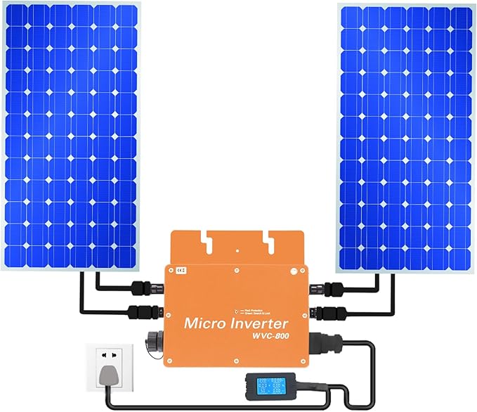 800 W falownik mikrofalowy do elektrowni balkonowej, wyświetlacz LCD, falownik solarny 22-50 VDC, wyjście 230 V AC, do użytku domowego i komercyjnego, aluminiowa obudowa