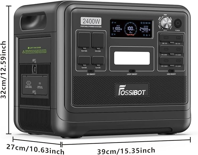 FOSSiBOT-Polska Power station F2400 2048 Wh LiFePO4 Przenośna stacja zasilająca, generator solarny z wyjściami 2400 W AC, do użytku domowego w kamperze, 5-letnia gwarancja - obrazek 3