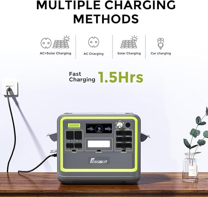 FOSSIBOT-Polska Elektrownia stacja zasilania F2400 paneli słonecznych 420 W, 2048Wh 2400W APP XT90, stacja kempingowa, podróż, szybkie płukanie 1,5 godziny, 5 letnia gwarancja producenta - obrazek 6