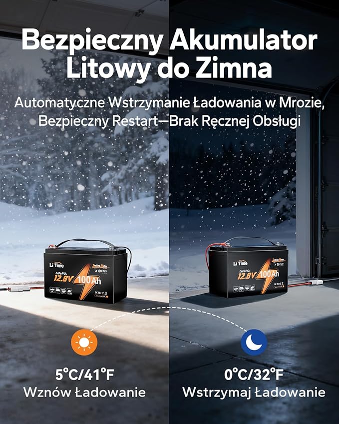 Litime 12V 100Ah Akumulator LiFePO4 – Głębokiego Cyklu, BMS 100A, Ochrona przed Niską Temperaturą, 4000–15000 Cykli, Idealny do Silników Trollingowych, Łodzi, Kamperów - obrazek 4
