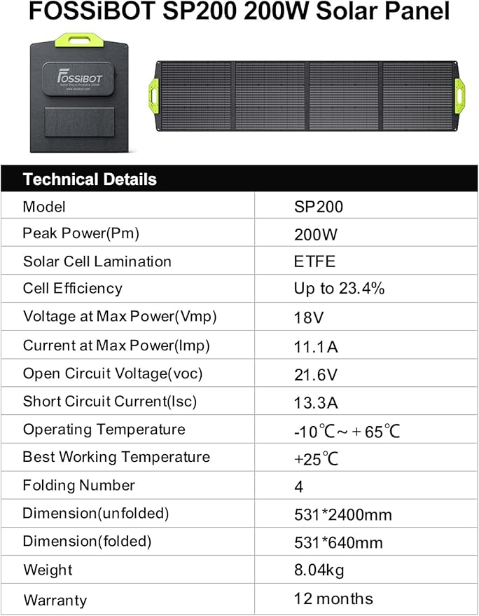 FOSSIBOT-Polska VAT 23% SP200 panel słoneczny 200W, składany moduł solarny do przenośnych generatorów solarnych - obrazek 2