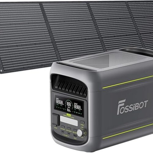 Fossibot Polska F1800 Wyposażony 200W panel słoneczny, Przenośna Elektrownia 1024Wh LiFePO4 -Stacja Zasilania, 1200W Power station 7 portów，5-letnia gwarancja