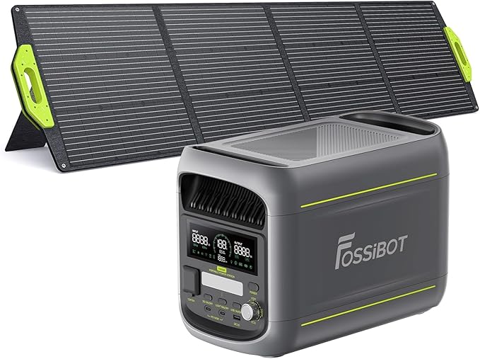 Fossibot Polska F1800 Wyposażony 200W panel słoneczny, Przenośna Elektrownia 1024Wh LiFePO4 -Stacja Zasilania, 1200W Power station 7 portów,5-letnia gwarancja
