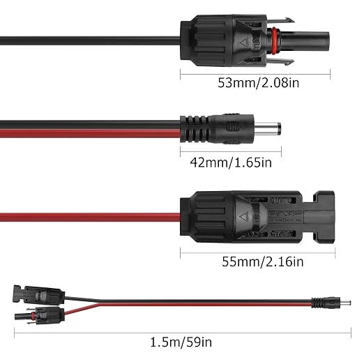 YACSEJAO Złącze panelu słonecznego do DC 5,5 x 2,1 mm, kabel przedłużający Power Extension, 16 AWG, panel słoneczny do kabla do ładowania DC, ładowarka do paneli słonecznych i przenośnego generatora - obrazek 6