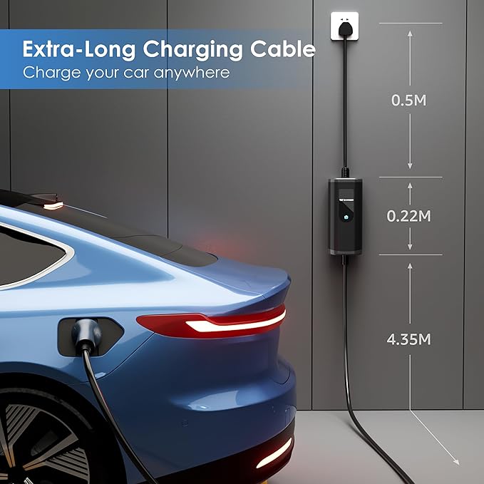 bokman Elektryczna ładowarka samochodowa typu 2-3,7kW Przenośna EVSE | 5M, 16A, Plug and Play, TÜV, IP65 Wallbox, złącze typu 2 (IP55), RCD typ A + 6mA DC - obrazek 3
