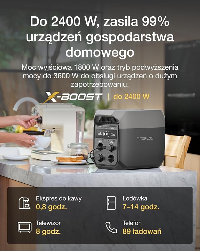 EcoFlow DELTA 3 Przenośna stacja zasilania z panelem słonecznym 220 W, generator słoneczny 1024 kWh, balkonowa instalacja słoneczna z baterią, poza siecią oraz jako źródło zasilania rezerwowego - obrazek 6