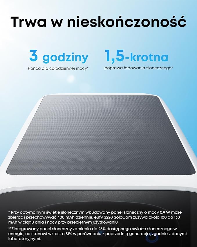 SoloCam S220 eufy Security kamera zewnętrzna bezprzewodowa zasilana energią słoneczną, kamera do ochrony domu o rozdzielczości 2K, Wi-Fi 2,4 GHz, kompatybilna z HomeBase S380 (2 szt.) - obrazek 3