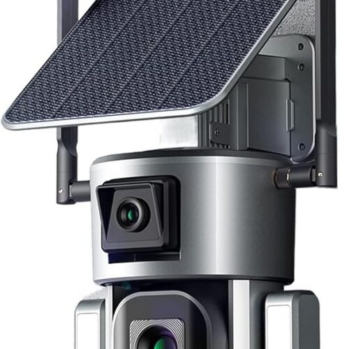 Zewnętrzna bezprzewodowa kamera solarna PTZ, 360° Wifi, 4K/8MP, podwójny obiektyw 10-krotny zoom, wykrywanie człowieka, dwukierunkowy dźwięk, noktowizor, wodoodporna IP66, 5 wat 2000mAh