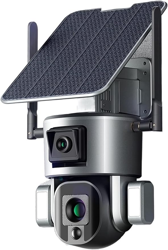 Zewnętrzna bezprzewodowa kamera solarna PTZ, 360° Wifi, 4K/8MP, podwójny obiektyw 10-krotny zoom, wykrywanie człowieka, dwukierunkowy dźwięk, noktowizor, wodoodporna IP66, 5 wat 2000mAh