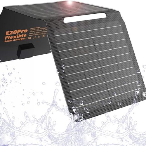 FlexSolar Ładowarka modułu solarnego, 20 W, 5 V, USB-A, wyjście USB-C, przenośna, składana, mała moc, IP67, wodoszczelna, na kemping, podróże z plecakiem, wędrówki, w sytuacjach awaryjnych, do