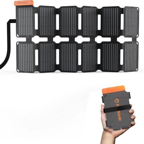 Flexsolar Mini składana ładowarka solarna 36 W, wodoszczelny, panel słoneczny z filmu E, przenośny, z portami USB-A/USB-C/DC, do stacji zasilania, smartfonów, tabletów, powerbanków, outdoorów, na